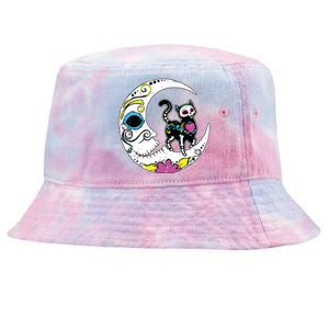 Sugar Skull Cat Moon Dia De Los Muertos Mexican Day Of Dead Tie-Dyed Bucket Hat