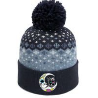 Sugar Skull Cat Moon Dia De Los Muertos Mexican Day Of Dead The Baniff Cuffed Pom Beanie