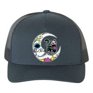 Sugar Skull Cat Moon Dia De Los Muertos Mexican Day Of Dead Yupoong Adult 5-Panel Trucker Hat