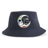 Sugar Skull Cat Moon Dia De Los Muertos Mexican Day Of Dead Sustainable Bucket Hat