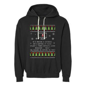 SQL Santa Claus Database Clause Developer Code DB Programmer  Garment-Dyed Fleece Hoodie