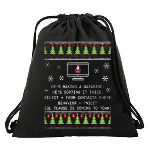 SQL Santa Claus Database Clause Developer Code DB Programmer  Drawstring Bag