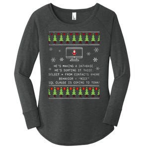 SQL Santa Claus Database Clause Developer Code DB Programmer  Women's Perfect Tri Tunic Long Sleeve Shirt