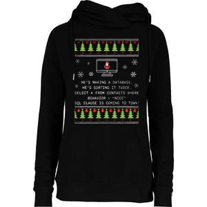 SQL Santa Claus Database Clause Developer Code DB Programmer  Womens Funnel Neck Pullover Hood