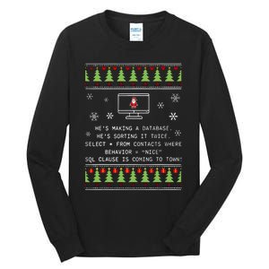 SQL Santa Claus Database Clause Developer Code DB Programmer  Tall Long Sleeve T-Shirt