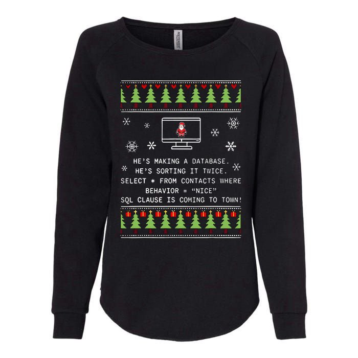 SQL Santa Claus Database Clause Developer Code DB Programmer  Womens California Wash Sweatshirt