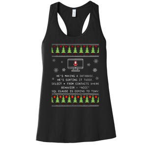 SQL Santa Claus Database Clause Developer Code DB Programmer  Women's Racerback Tank