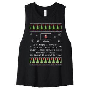 SQL Santa Claus Database Clause Developer Code DB Programmer  Women's Racerback Cropped Tank