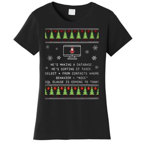 SQL Santa Claus Database Clause Developer Code DB Programmer  Women's T-Shirt