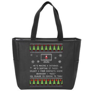 SQL Santa Claus Database Clause Developer Code DB Programmer  Zip Tote Bag