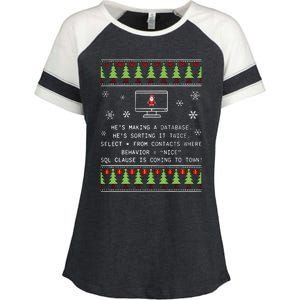 SQL Santa Claus Database Clause Developer Code DB Programmer  Enza Ladies Jersey Colorblock Tee