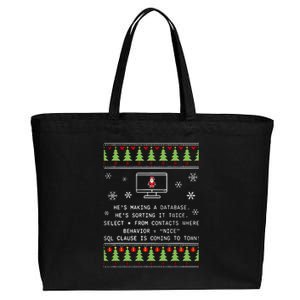 SQL Santa Claus Database Clause Developer Code DB Programmer  Cotton Canvas Jumbo Tote