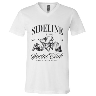 Sideline Social Club Soccer Mom Game Day Mothers Day V-Neck T-Shirt