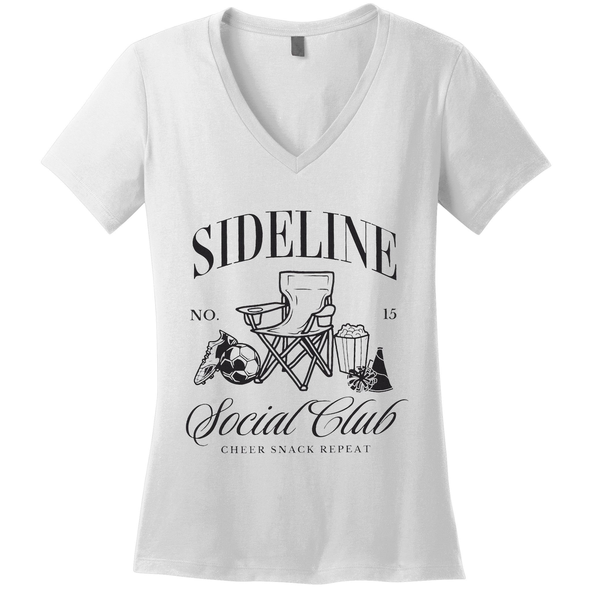 Sideline Social Club Soccer Mom Game Day Mothers Day Women's V-Neck T-Shirt