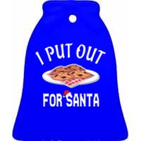 Santa Sweater Christmas Pajamas I Put Out For Santa Cookies Gift Ceramic Bell Ornament