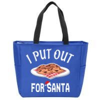 Santa Sweater Christmas Pajamas I Put Out For Santa Cookies Gift Zip Tote Bag