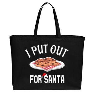 Santa Sweater Christmas Pajamas I Put Out For Santa Cookies Gift Cotton Canvas Jumbo Tote