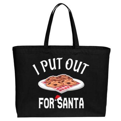 Santa Sweater Christmas Pajamas I Put Out For Santa Cookies Gift Cotton Canvas Jumbo Tote