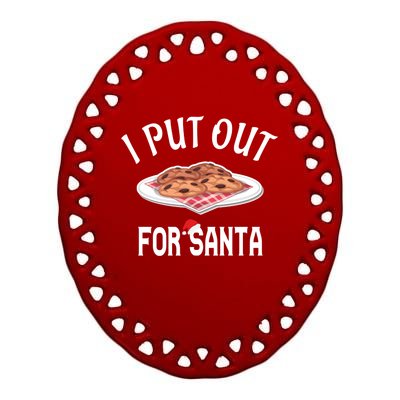 Santa Sweater Christmas Pajamas I Put Out For Santa Cookies Gift Ceramic Oval Ornament