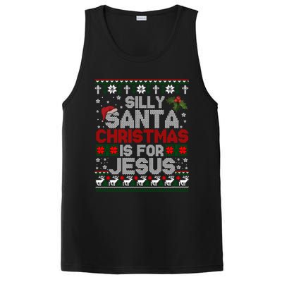 Silly Santa Christmas Is For Jesus Christian Christmas Ugly Funny Gift PosiCharge Competitor Tank