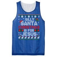 Silly Santa Christmas Is For Jesus Christian Christmas Ugly Funny Gift Mesh Reversible Basketball Jersey Tank