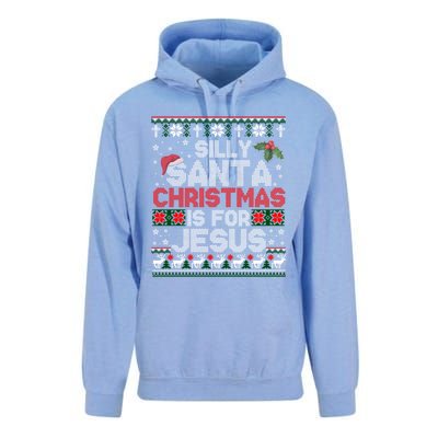 Silly Santa Christmas Is For Jesus Christian Christmas Ugly Funny Gift Unisex Surf Hoodie