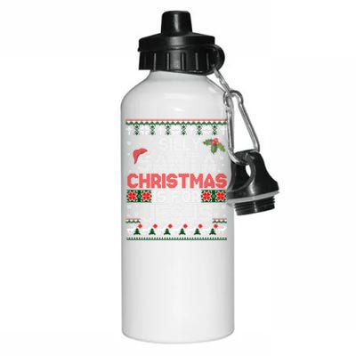 Silly Santa Christmas Is For Jesus Christian Christmas Ugly Funny Gift Aluminum Water Bottle