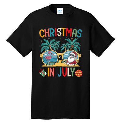 Summer Santa Claus Beach Christmas In July Funny Tall T-Shirt