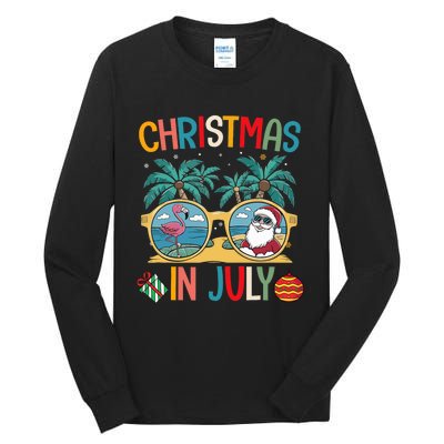 Summer Santa Claus Beach Christmas In July Funny Tall Long Sleeve T-Shirt