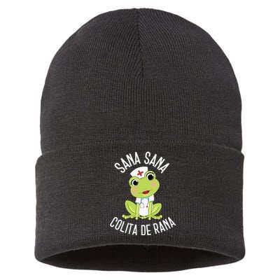 Sana Sana Colita De Rana Cute Mexican Nurse Spanish Playera Sustainable Knit Beanie