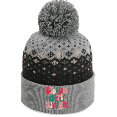 Sleigh Sleigh Christmas Retro Xmas Holiday The Baniff Cuffed Pom Beanie