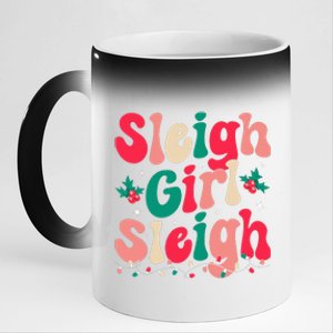 Sleigh Sleigh Christmas Retro Xmas Holiday 11oz Black Color Changing Mug