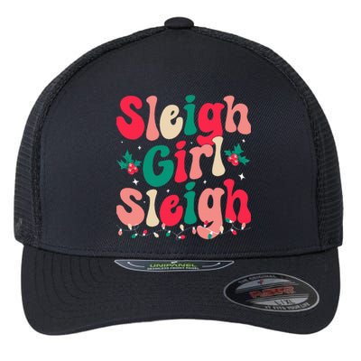 Sleigh Sleigh Christmas Retro Xmas Holiday Flexfit Unipanel Trucker Cap