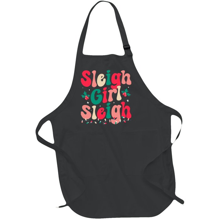 Sleigh Sleigh Christmas Retro Xmas Holiday Full-Length Apron With Pockets