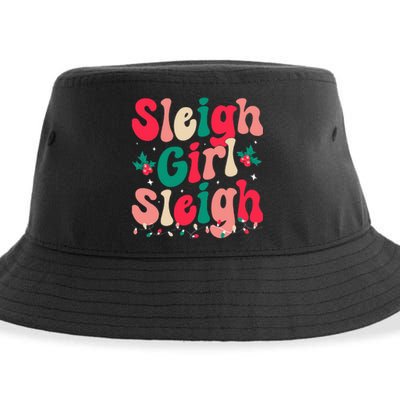 Sleigh Sleigh Christmas Retro Xmas Holiday Sustainable Bucket Hat