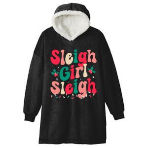 Sleigh Sleigh Christmas Retro Xmas Holiday Hooded Wearable Blanket