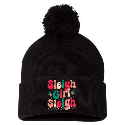 Sleigh Sleigh Christmas Retro Xmas Holiday Pom Pom 12in Knit Beanie