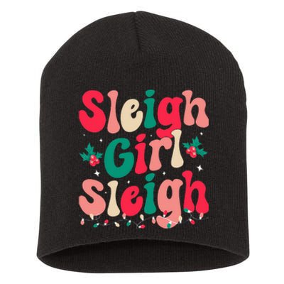 Sleigh Sleigh Christmas Retro Xmas Holiday Short Acrylic Beanie