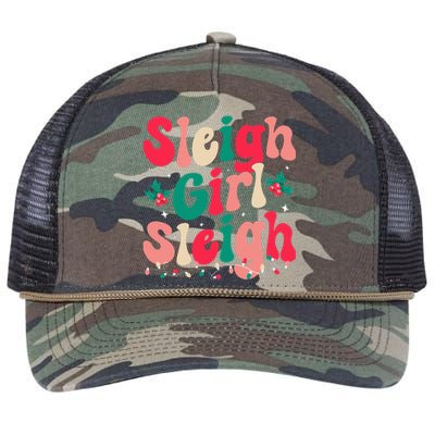 Sleigh Sleigh Christmas Retro Xmas Holiday Retro Rope Trucker Hat Cap