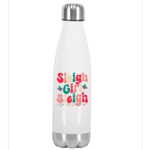 Sleigh Sleigh Christmas Retro Xmas Holiday Stainless Steel Insulated Water Bottle