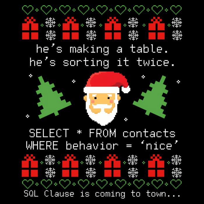 Sql Santa Claus Database Clause Developer Code Db Programmer Long Sleeve Shirt