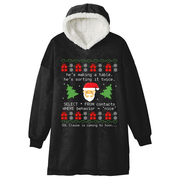 Sql Santa Claus Database Clause Developer Code Db Programmer Hooded Wearable Blanket