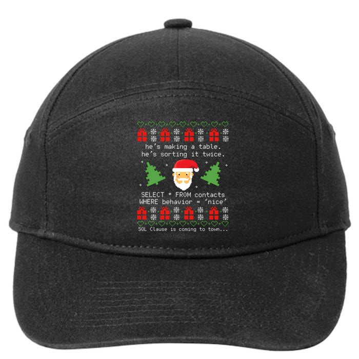 Sql Santa Claus Database Clause Developer Code Db Programmer 7-Panel Snapback Hat