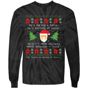 Sql Santa Claus Database Clause Developer Code Db Programmer Tie-Dye Long Sleeve Shirt