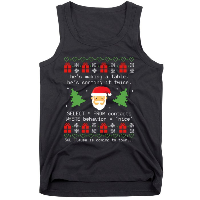 Sql Santa Claus Database Clause Developer Code Db Programmer Tank Top