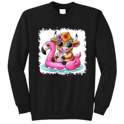 Sweet Summer Cute Highland Cow Flamingo Float Beach Vibes Gift Sweatshirt