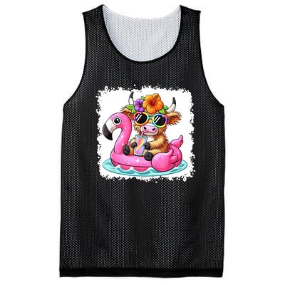 Sweet Summer Cute Highland Cow Flamingo Float Beach Vibes Gift Mesh Reversible Basketball Jersey Tank