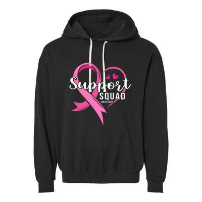 Support Squad Cute Heart Breast Cancer Awareness Garment-Dyed Fleece Hoodie