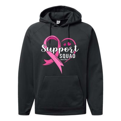 Support Squad Cute Heart Breast Cancer Awareness Performance Fleece Hoodie