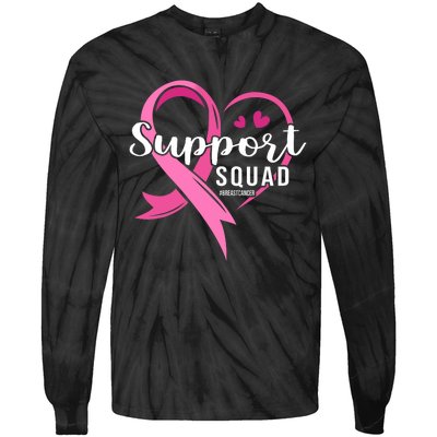 Support Squad Cute Heart Breast Cancer Awareness Tie-Dye Long Sleeve Shirt